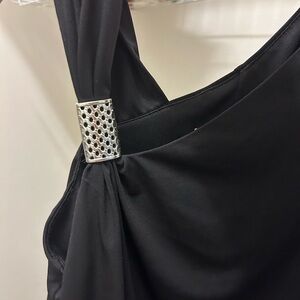 Laundry LBD with silver cuff. Drop waist